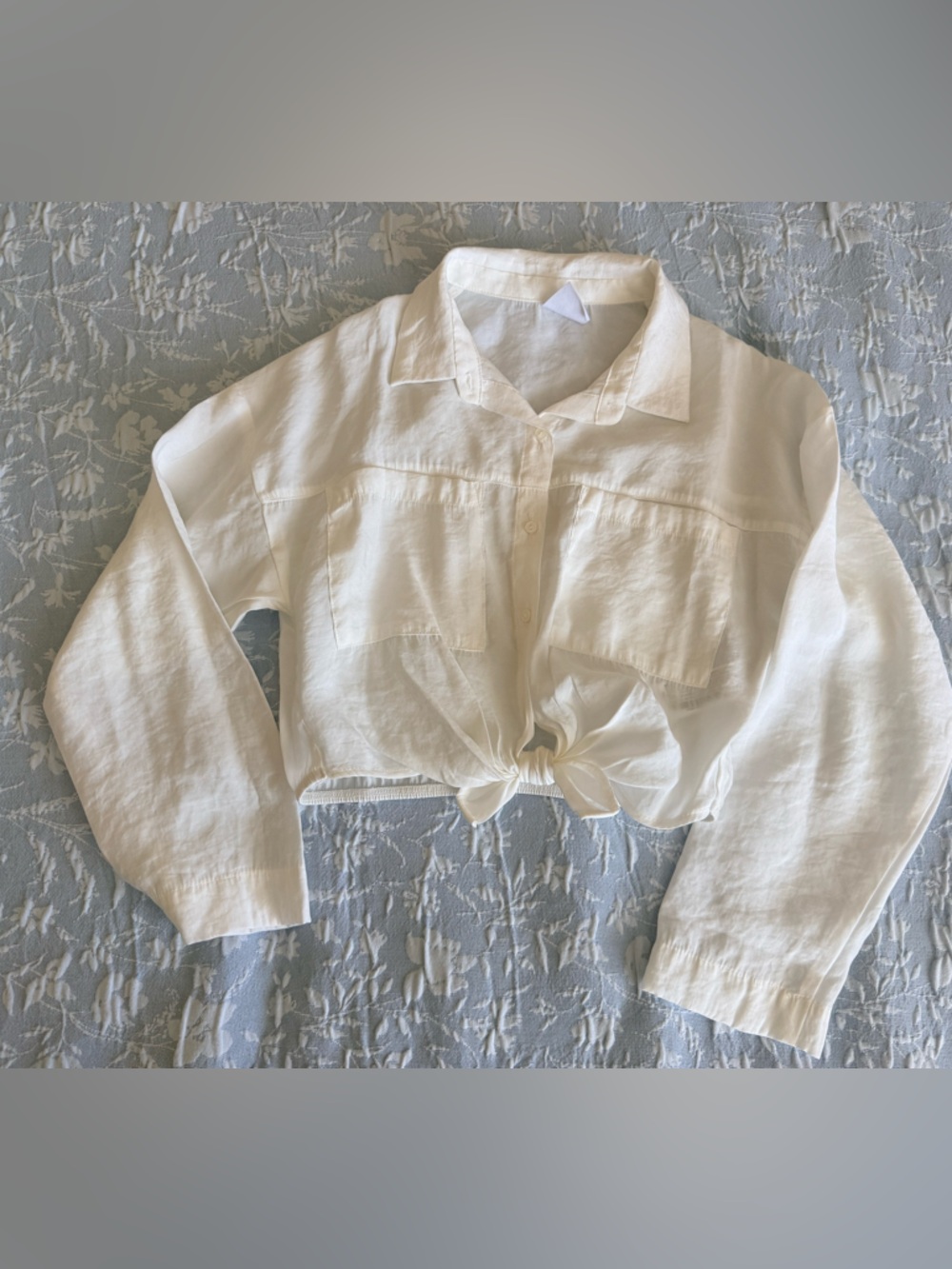 NWOT Zara Kids Off White Button-Down Tie-Front Shirt